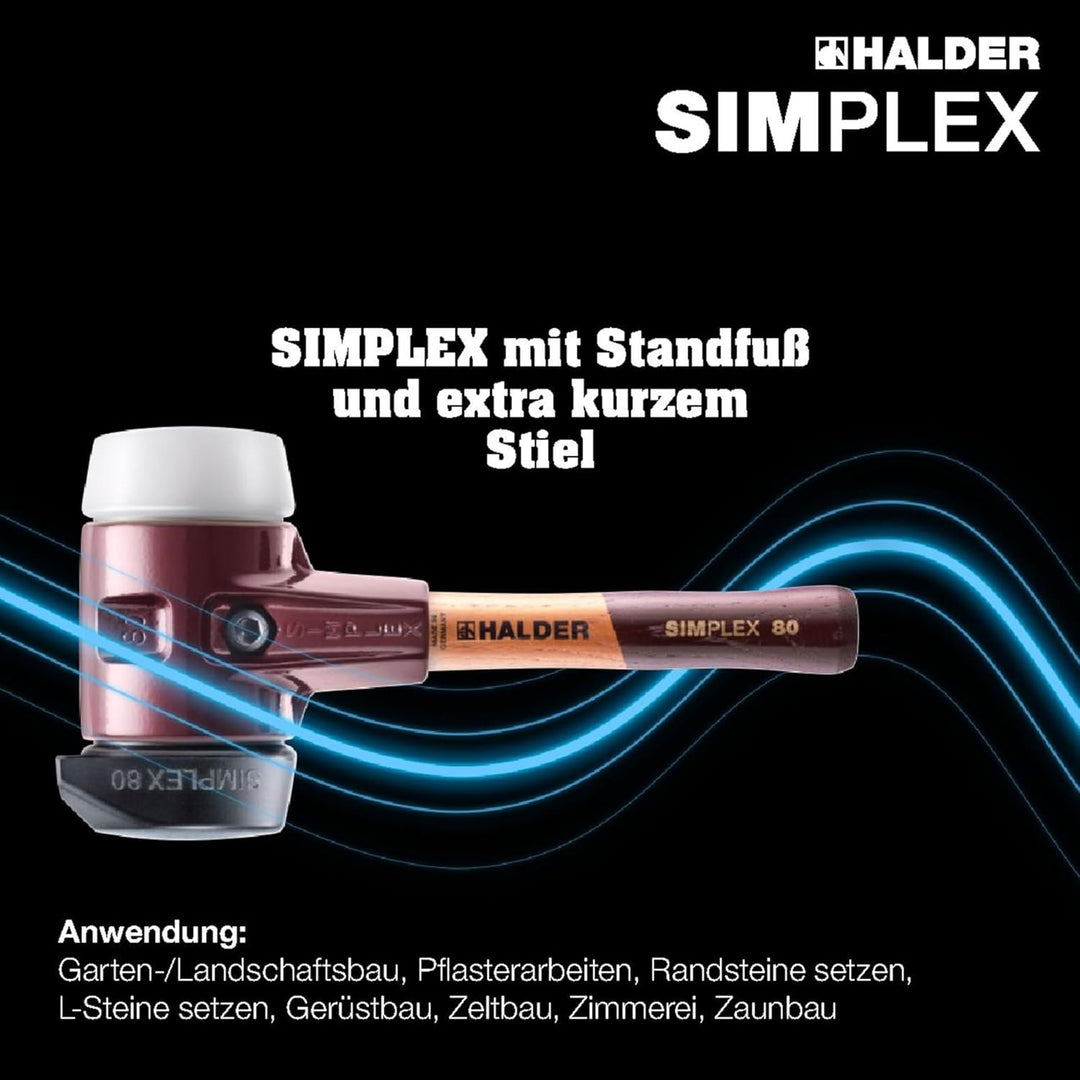 SIMPLEX-Plusbox GaLaBau ∅80, SIMPLEX-Schonhammer D80, Gummikomposition, mit Standfuss/Superplastik s