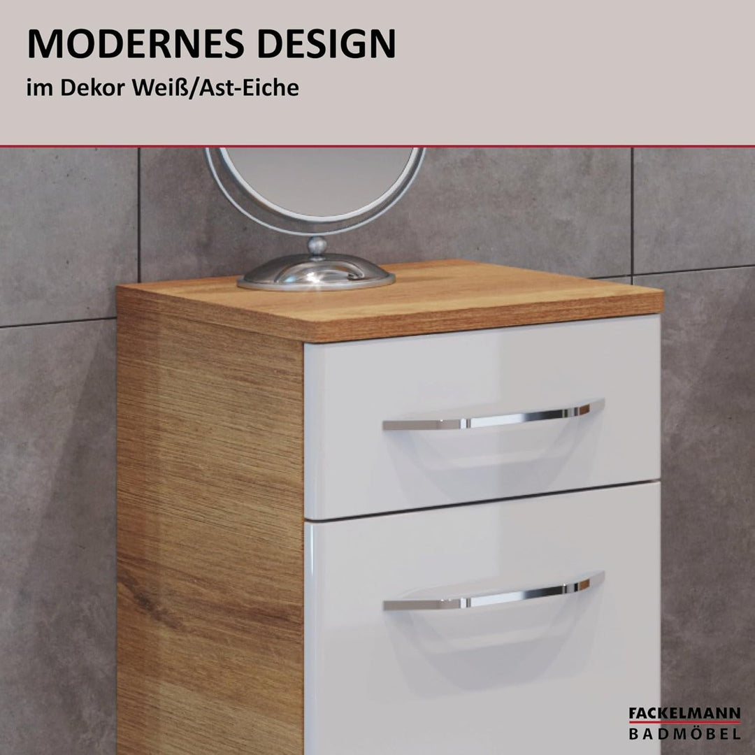 FACKELMANN Milano Midischrank mit Tür und Schublade – Schrank für Badezimmer (30,5 cm x 83 cm x 32 c