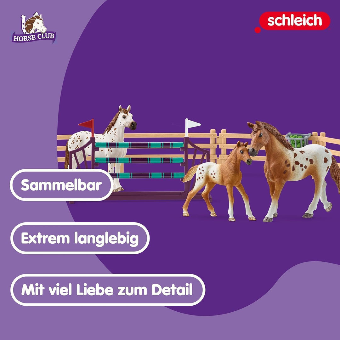schleich 42433 HORSE CLUB Lisas Turnier-Training, 17 Teile Spielset mit 3x schleich Pferde Figuren u