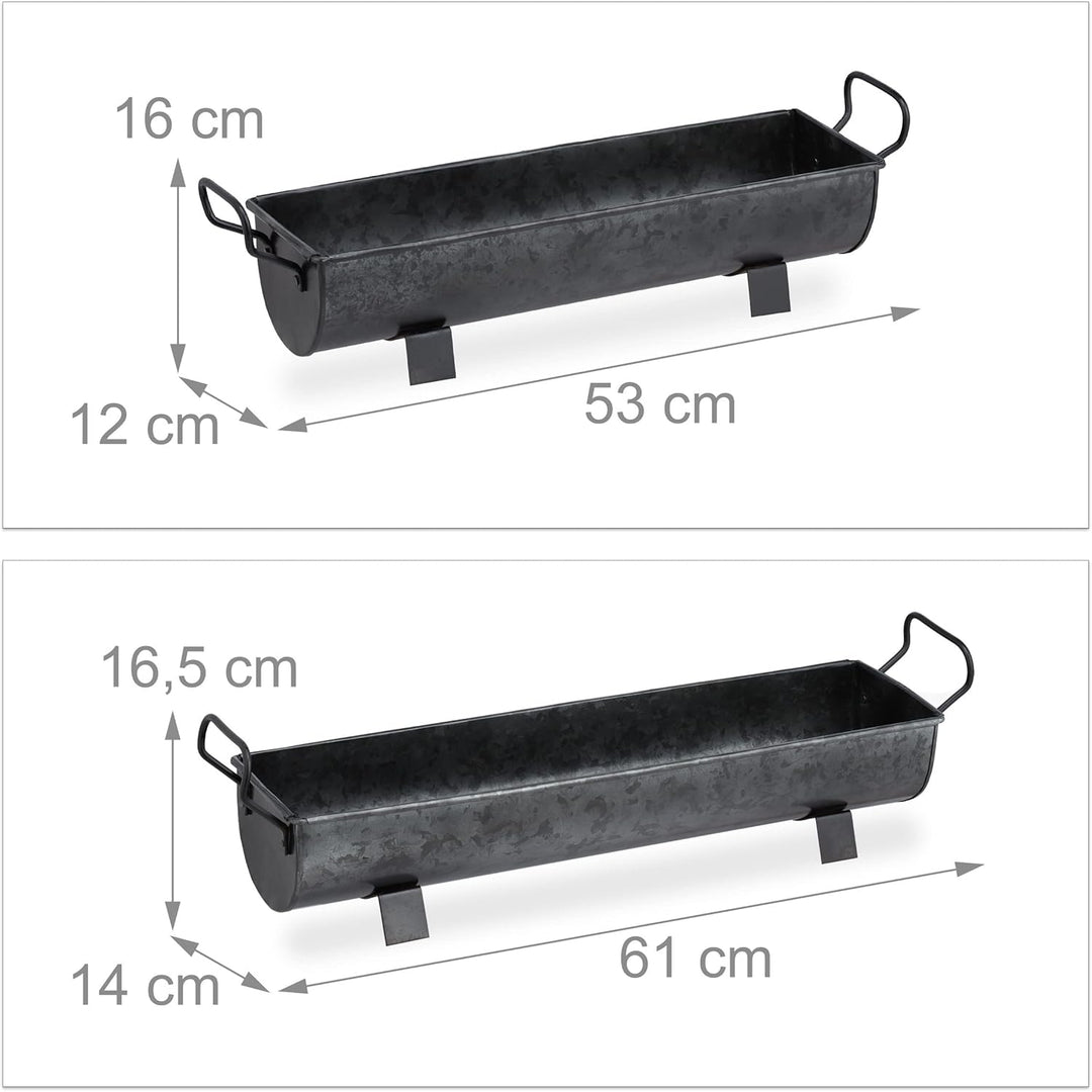 Relaxdays Blumenkasten Dachrinne, 2er Set, Garten & innen, Vintage Design, Eisen, Metallwannen zum B