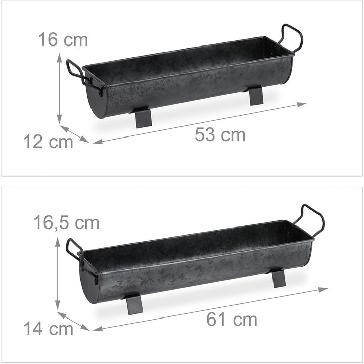 Relaxdays Blumenkasten Dachrinne, 2er Set, Garten & innen, Vintage Design, Eisen, Metallwannen zum B