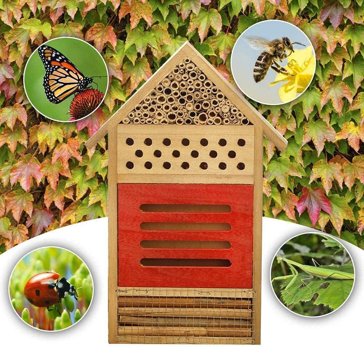 Insektenhaus Natur Holz Bienenhotel Schmetterling Lebensraum für Gärten Marienkäfer Schmetterling Bl