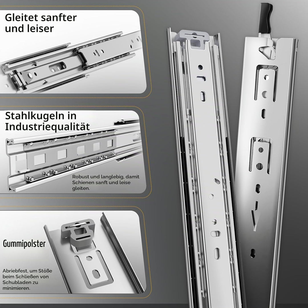 AOLSHENG schubladenschiene vollauszug 700 mm,Schwere schubladenführungen mit Schloss 50 kg Ladekapaz