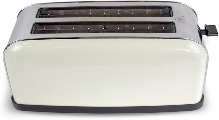 PRIXTON Bianca PRO Toaster | 2 grosse Fächer für 4 Scheiben, 7 Röststufen, Leistung 1500W, Edelstahl