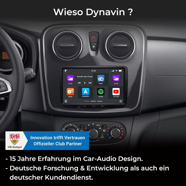 DYNAVIN Android Autoradio Navi für Dacia Sandero Duster Logan Renault Captur; 8 Zoll Radio mit Wirel