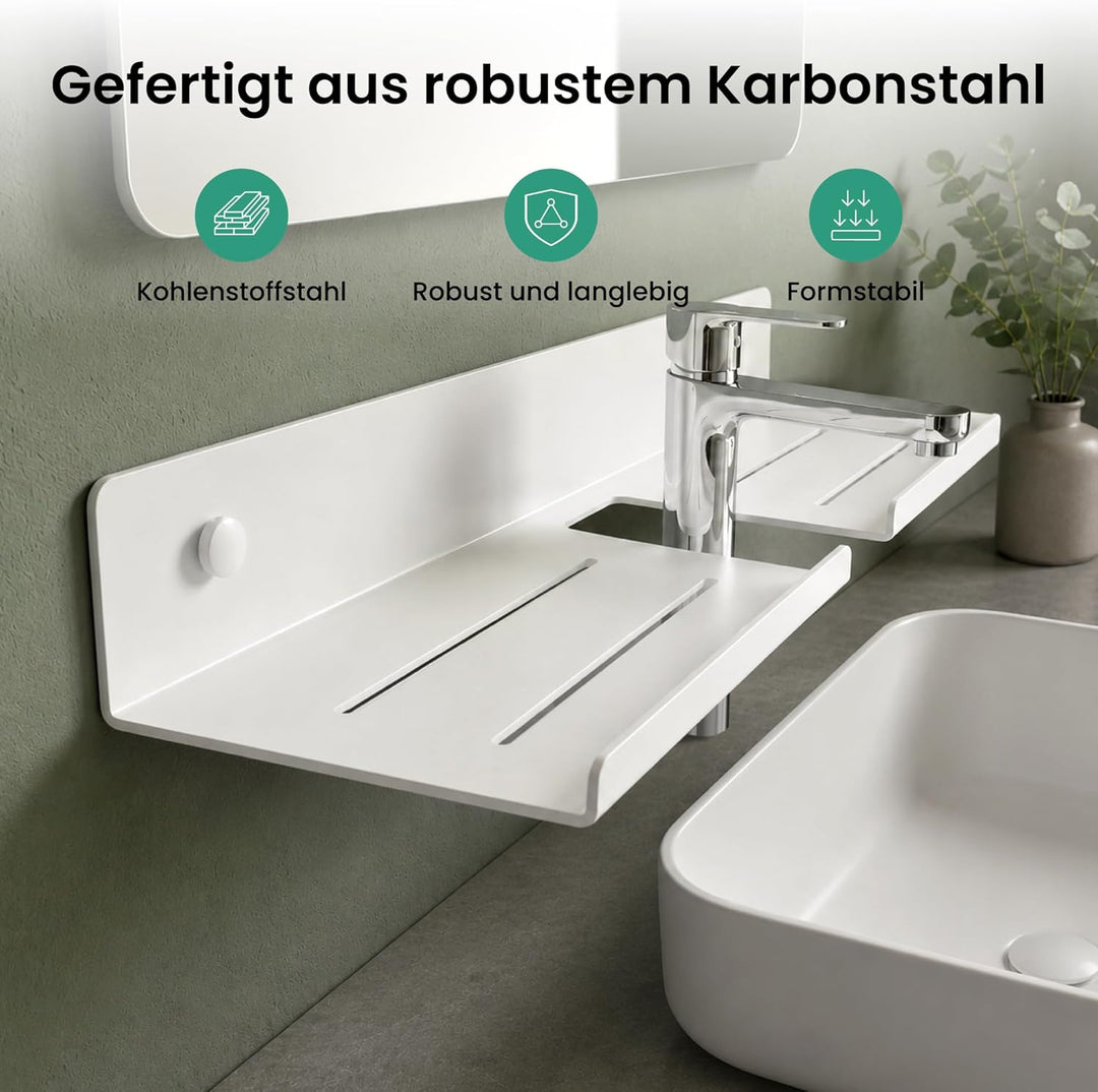 Mai & Mai Duschregal zum Bohren oder Kleben, Waschbeckenregal über Wasserhahn, Wandregal für Küche u