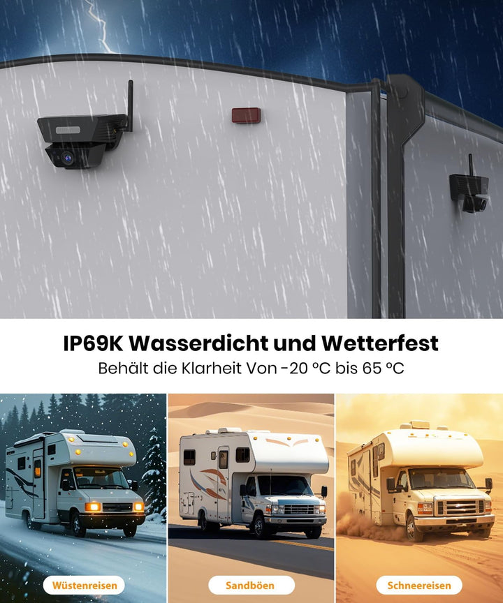 AUTO-VOX 2 Magnetische Solar Rückfahrkamera Kabellose Mit DVR 7.2" AHD 1080P Display: 1 Min Installa