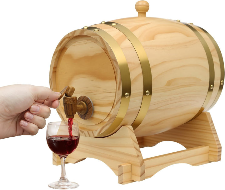 5L Weinfass, Holzfass, Weinfass mit Bock und Zapfhahn, Schnapsfass Verschleissfest Stossfest, für Wh