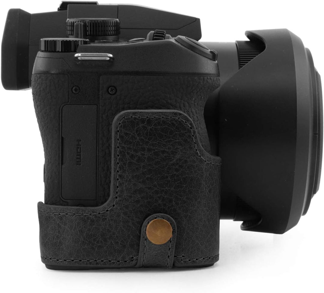 MegaGear MG1681 Ever Ready Kameratasche aus echtem Leder, kompatibel mit Leica V-Lux 5, Panasonic Lu