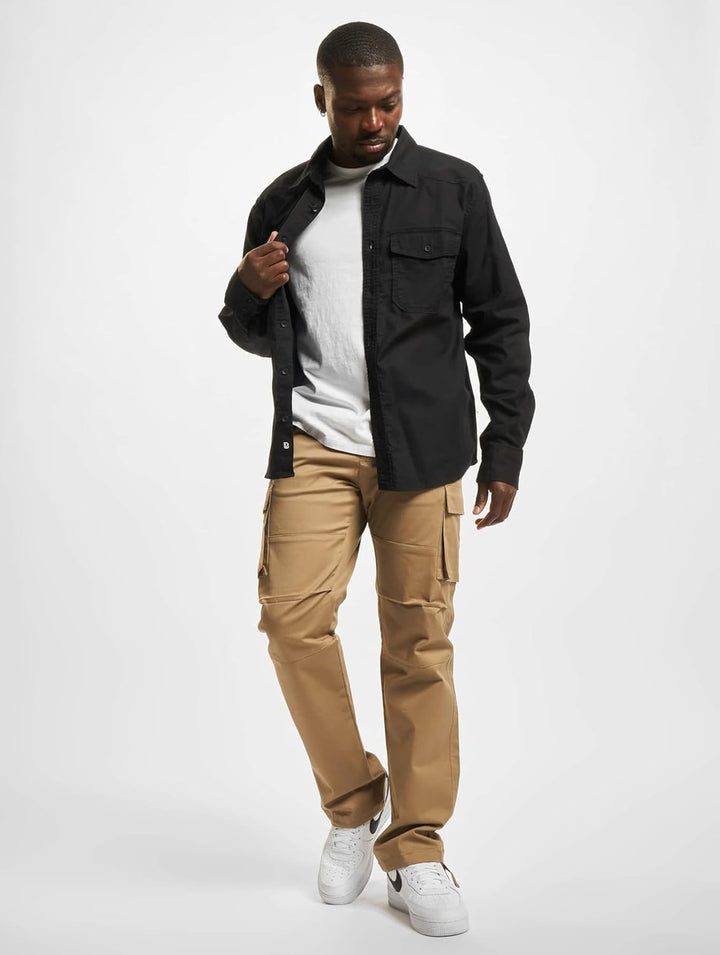 Brandit Flanellshirt Männer Flanellhemd schwarz Basics L Schwarz, L Schwarz