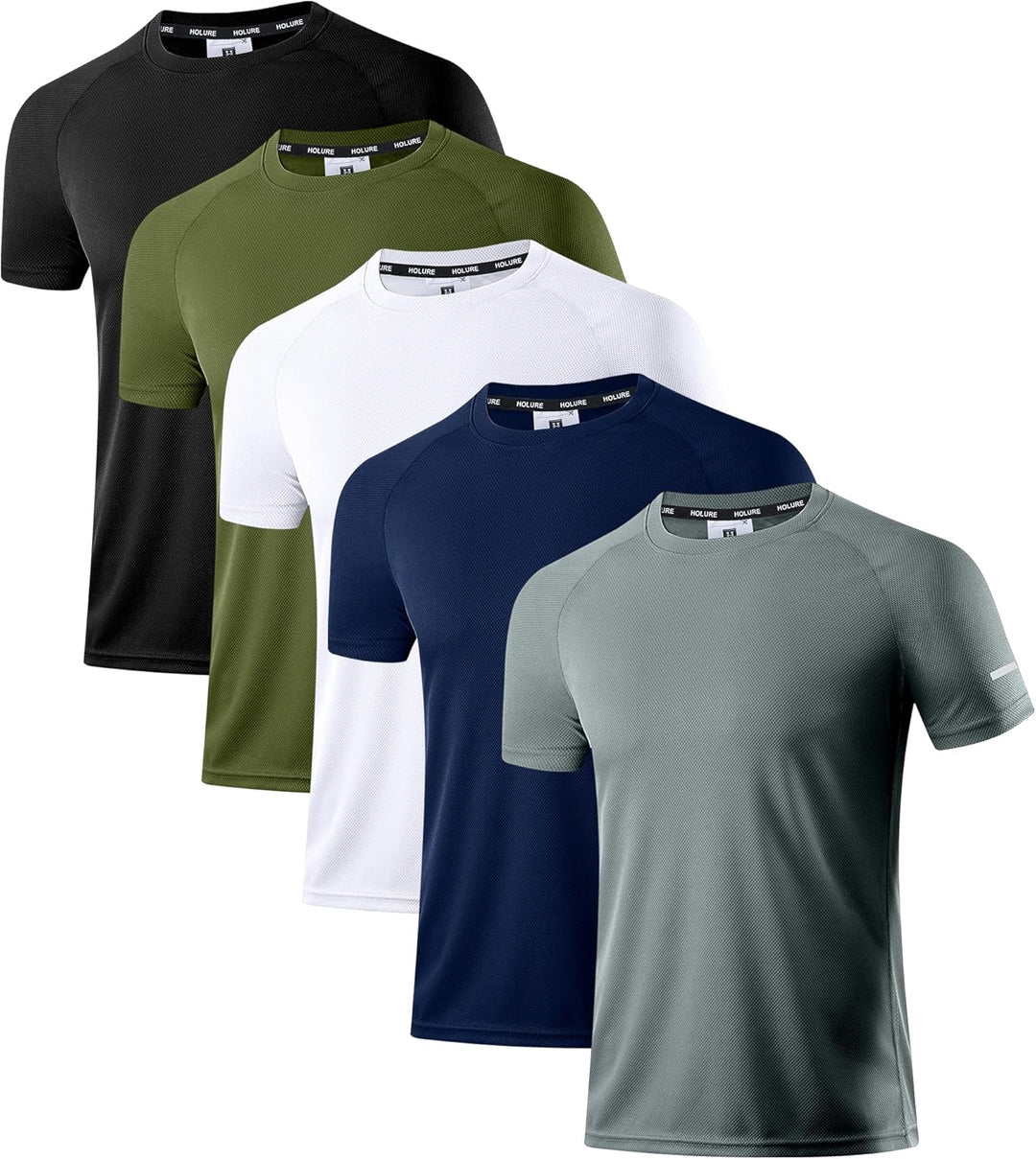 Holure 3 or 5er Pack Herren Sports Tshirts Atmungsaktiv Schnelltrocknend Kurzarm T-Shirts Funktionss