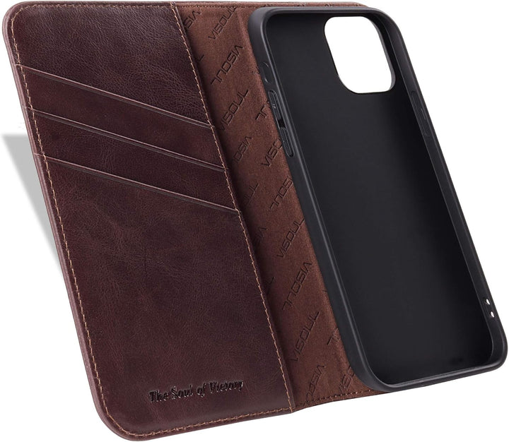 VISOUL Hülle für iPhone 13 Pro Handyhülle Schutzhülle TPU [Erstklassiges Echtleder] [Kartenfach] [Ma