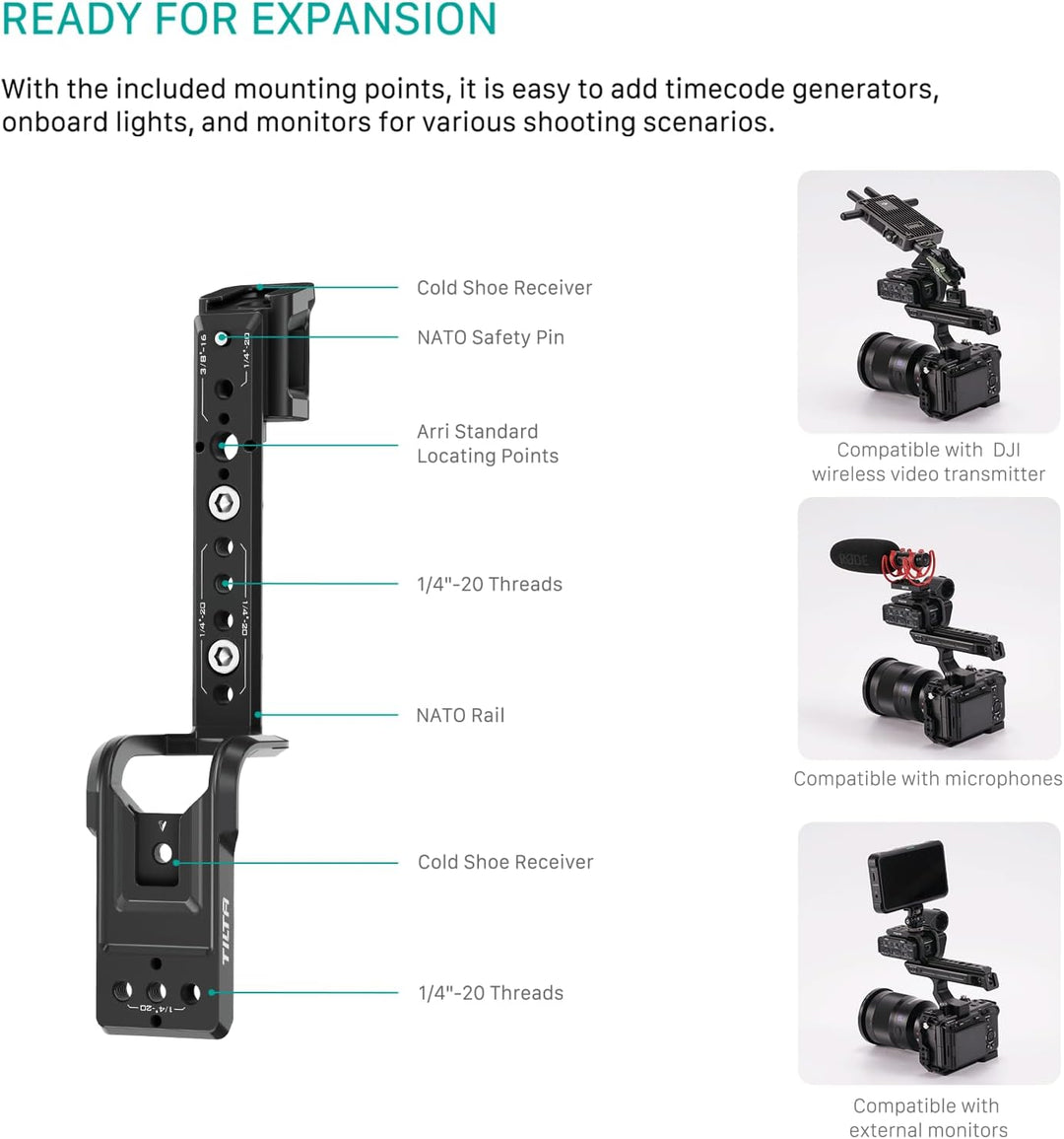 Tilta XLR-Verlängerungshalterung, kompatibel mit Sony FX3 mit 1/4-Zoll-Inbusschlüssel, sichere Verbi