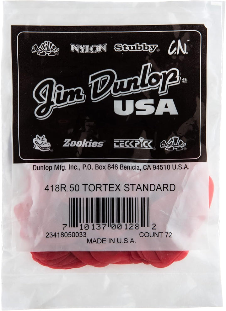 Médiators Jim Dunlop 0,50mm Tortex 0,50mm sachet de 72 rot Sachet de 72 0,50mm Gitarrenplektrum, rot