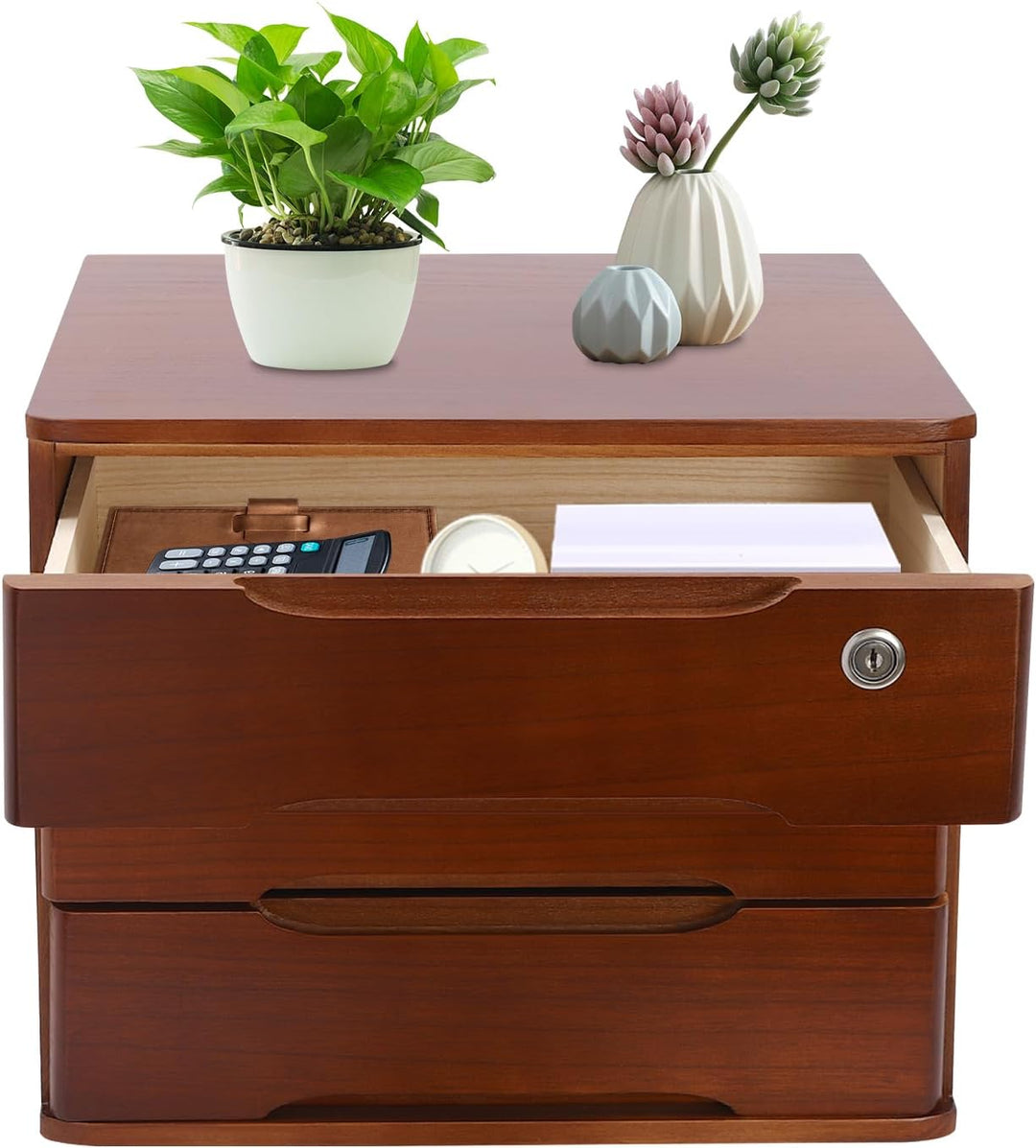 3 Schicht Desktop Storage Box, Desktop Storage Box mit abschliessbarer Schublade, Bürobedarf Schubla