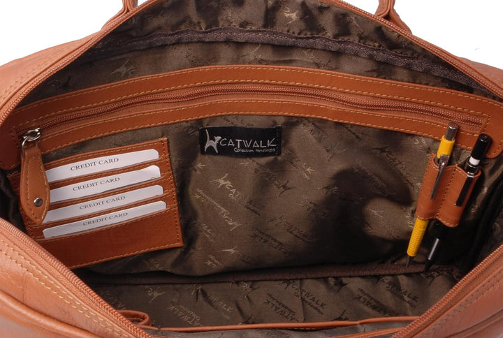 Catwalk Collection Handbags - Leder - Umhängetasche/Schultasche/Organizer/Arbeitstasche für Damen/Ar
