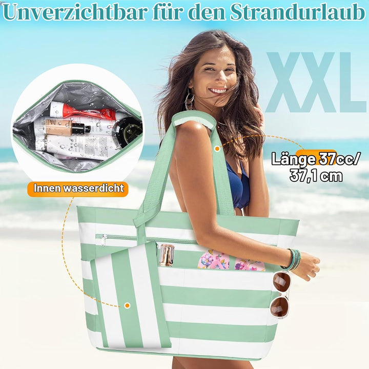 Grosse Strandtasche mit Reissverschluss XXL Familie Strandtasche Damen Gross Shopper Tasche Beach To