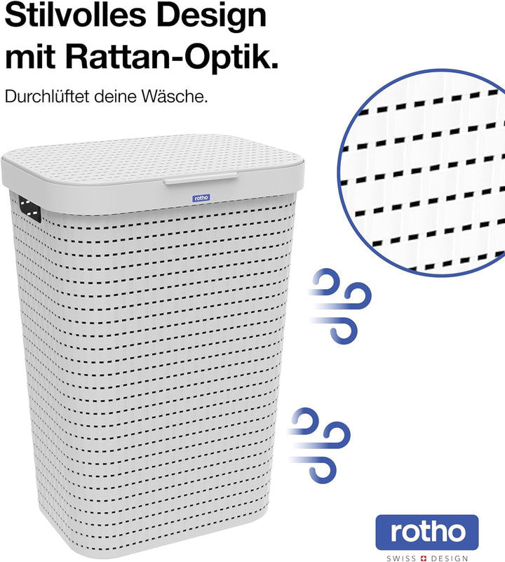 Rotho Country Wäscheset 2tlg. 55l, 40l, Kunststoff (PP) BPA-frei, weiss, 55l, 40l, Weiss
