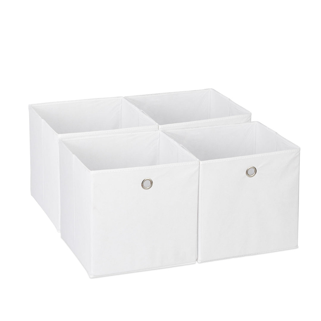 Relaxdays Aufbewahrungsbox 4er Set, Faltbare Regalboxen, HxBxT: 30 x 30 x 30 cm, Grifflöcher, Faltbo