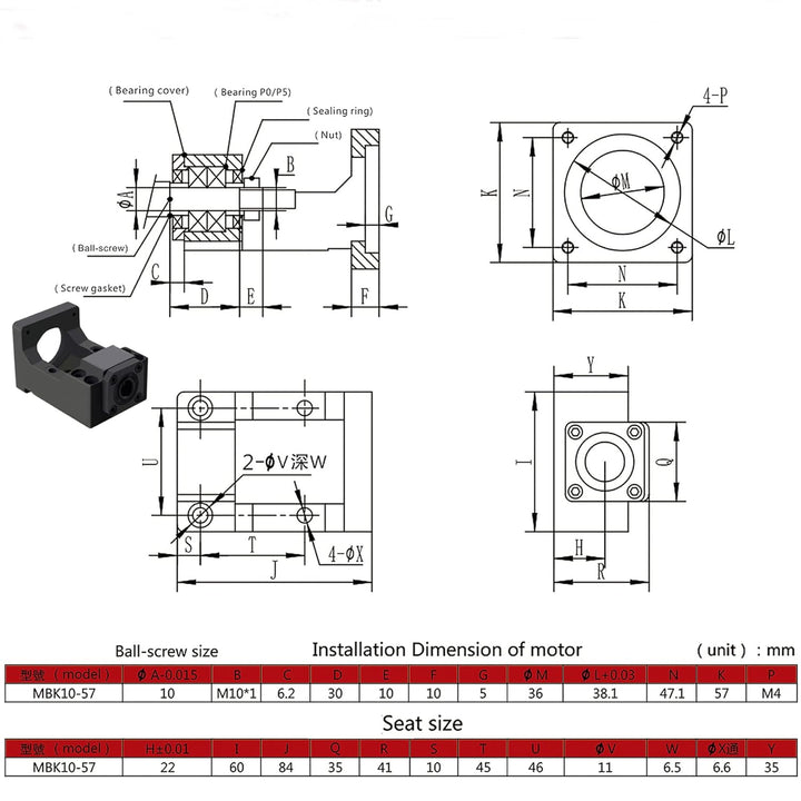 CNCYEAH SFU1605 1500 mm Kugelumlaufspindel RM1605 + Kugelgewindemutter mit BK12 / BF12 Unterstützung