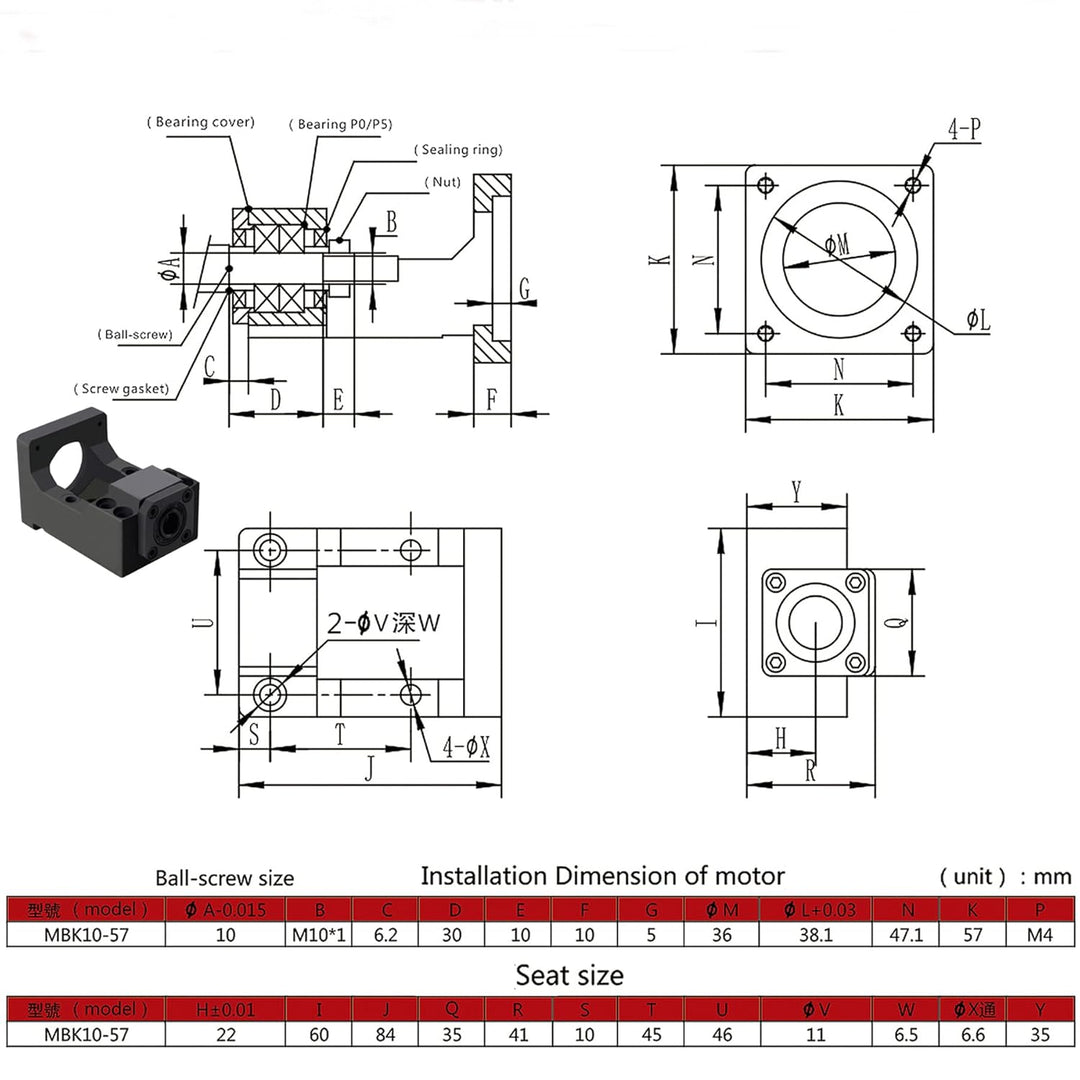 CNCYEAH SFU1605 1050 mm Kugelumlaufspindel RM1605 + Kugelgewindemutter mit BK12 / BF12 Unterstützung
