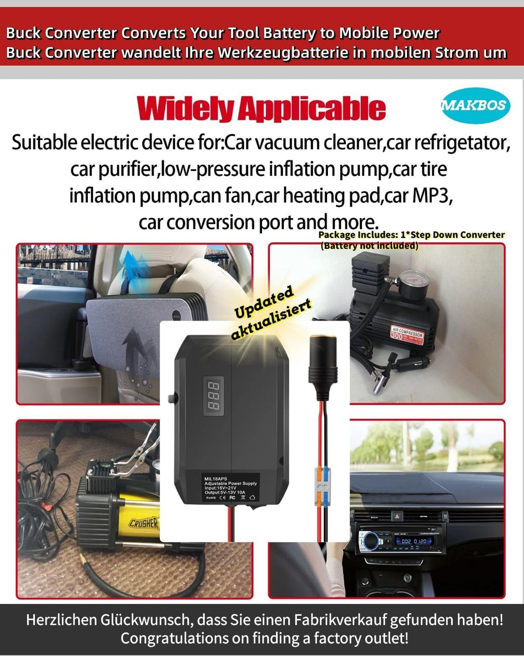 Step Down Konverter für Parkside 20V auf 12V Abwärtswandler Batterie Adapter,DIY Konverter Power Sta