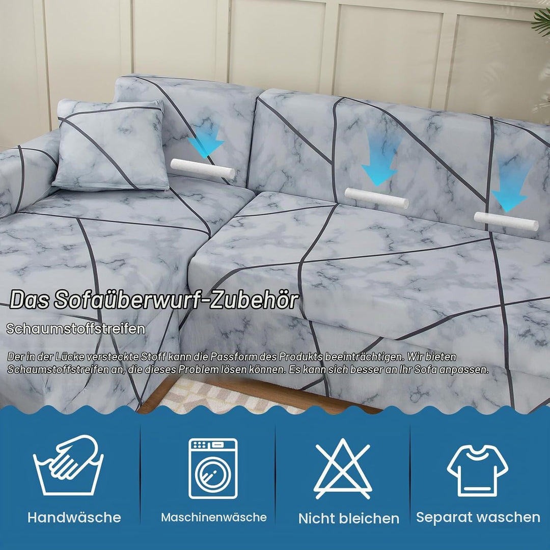 ShowyLive Sofa Überzug Couch Überzug 2er Set für Ecksofa L-Form Sofabezug 3 Sitzer+3 Sitzer, mit 4 S
