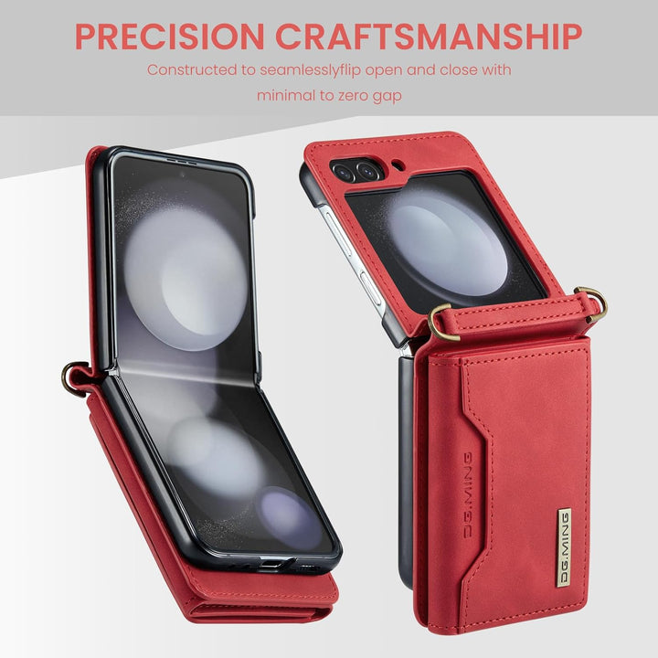 UDBKKDX Brieftasche Handyhülle für Samsung Galaxy Z Flip 4, hülle Mattes Leder mit Ständer Kameralin