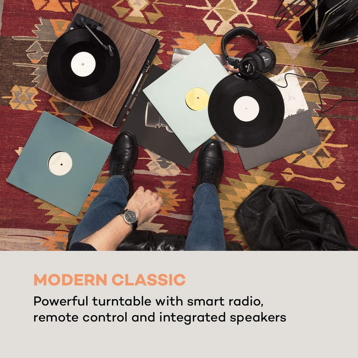 auna Connect Vinyl Cube Plattenspieler, Internetradio DAB+ UKW, integrierte Lautsprecher, Smart Radi