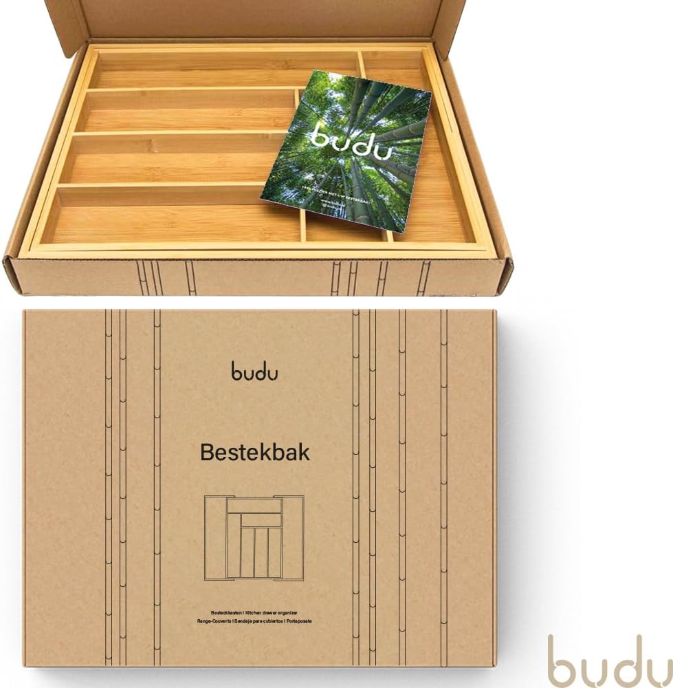 budu Besteckkasten #43 (Tiefe 43cm) aus Bambus - Schubladen Ordnungssystem für die Küche - Besteckka