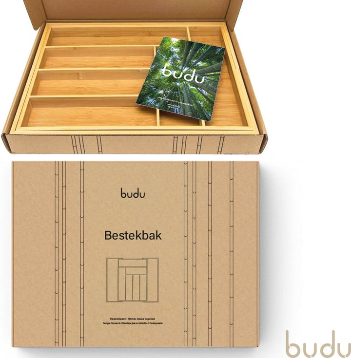 budu Besteckkasten #43 (Tiefe 43cm) aus Bambus - Schubladen Ordnungssystem für die Küche - Besteckka