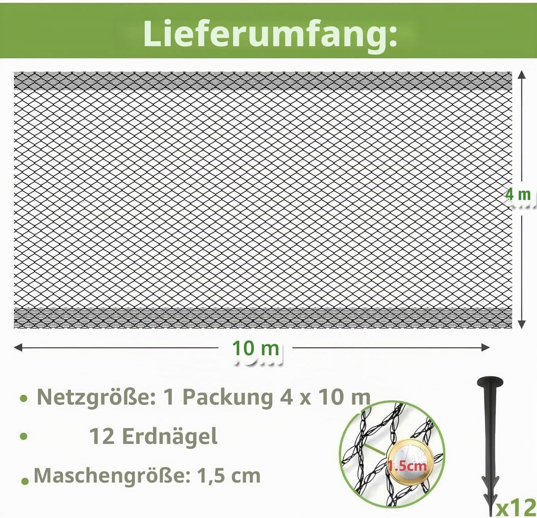 Teichnetz Feinmaschig, 4x10m Vogelnetze Vogelschutznetz, Taubennetz Balkon, Vogelschutznetz Engmasch