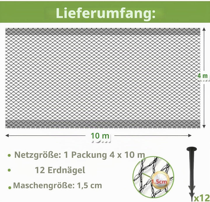 Teichnetz Feinmaschig, 4x10m Vogelnetze Vogelschutznetz, Taubennetz Balkon, Vogelschutznetz Engmasch