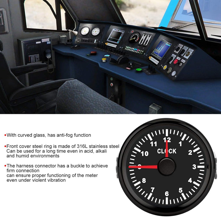 Aramox Universal Dial Clock Meter,2in/52mm Clock Gauge Instrument 0-12 Stundenzähler Rote Hintergrun