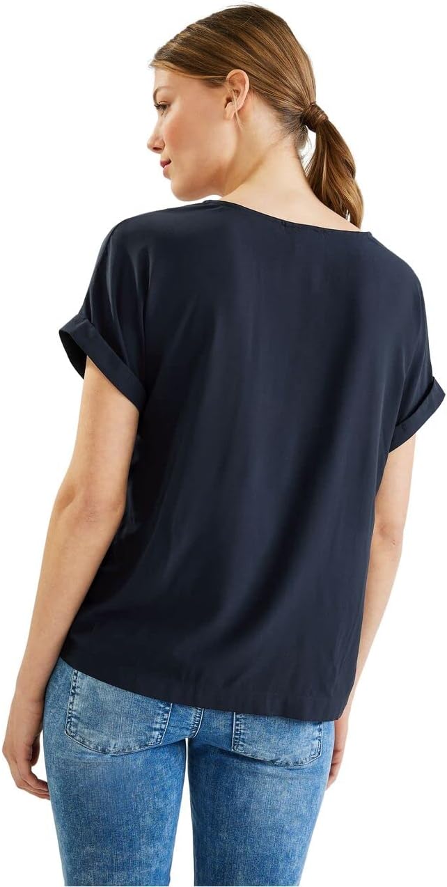 Street One Damen Bluse mit Klappenkragen 36 Deep Blue (Blau), 36 Deep Blue (Blau)
