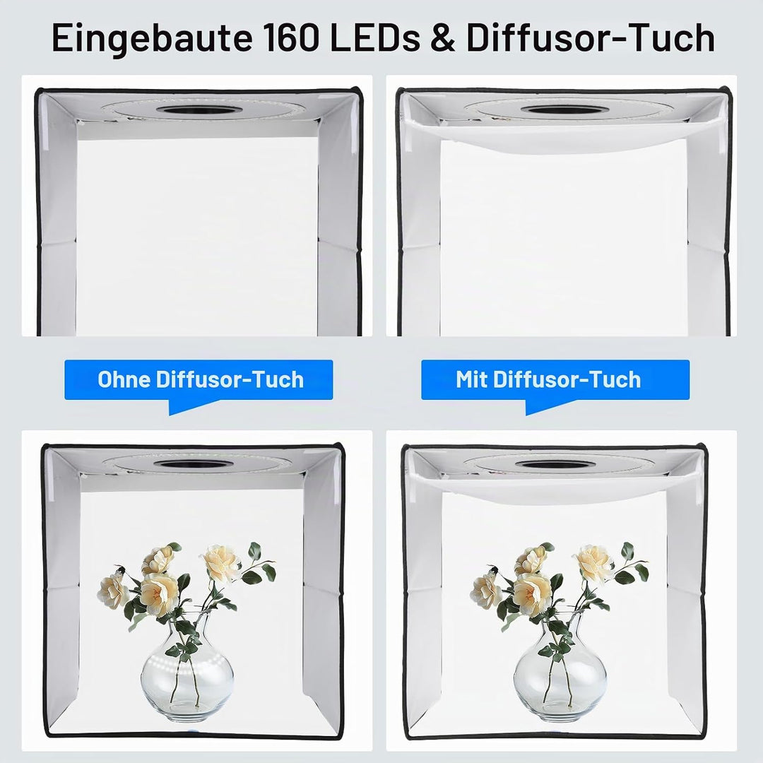 PULUZ Fotostudio Lichtbox Fotobox 40x40x40cm Tragbarer Fotografie Lichtzelte Light Box mit 3 Farbte