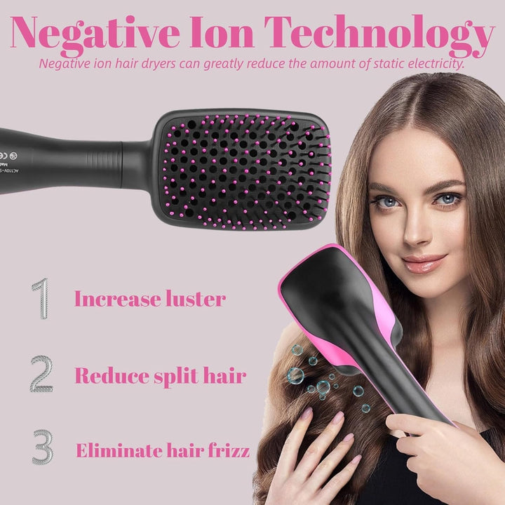 Haartrocknerbürste, 3 in 1 Negativ-Ionen-Haartrockner Heissluftbürste Haarstyling-Werkzeug, Glätteis