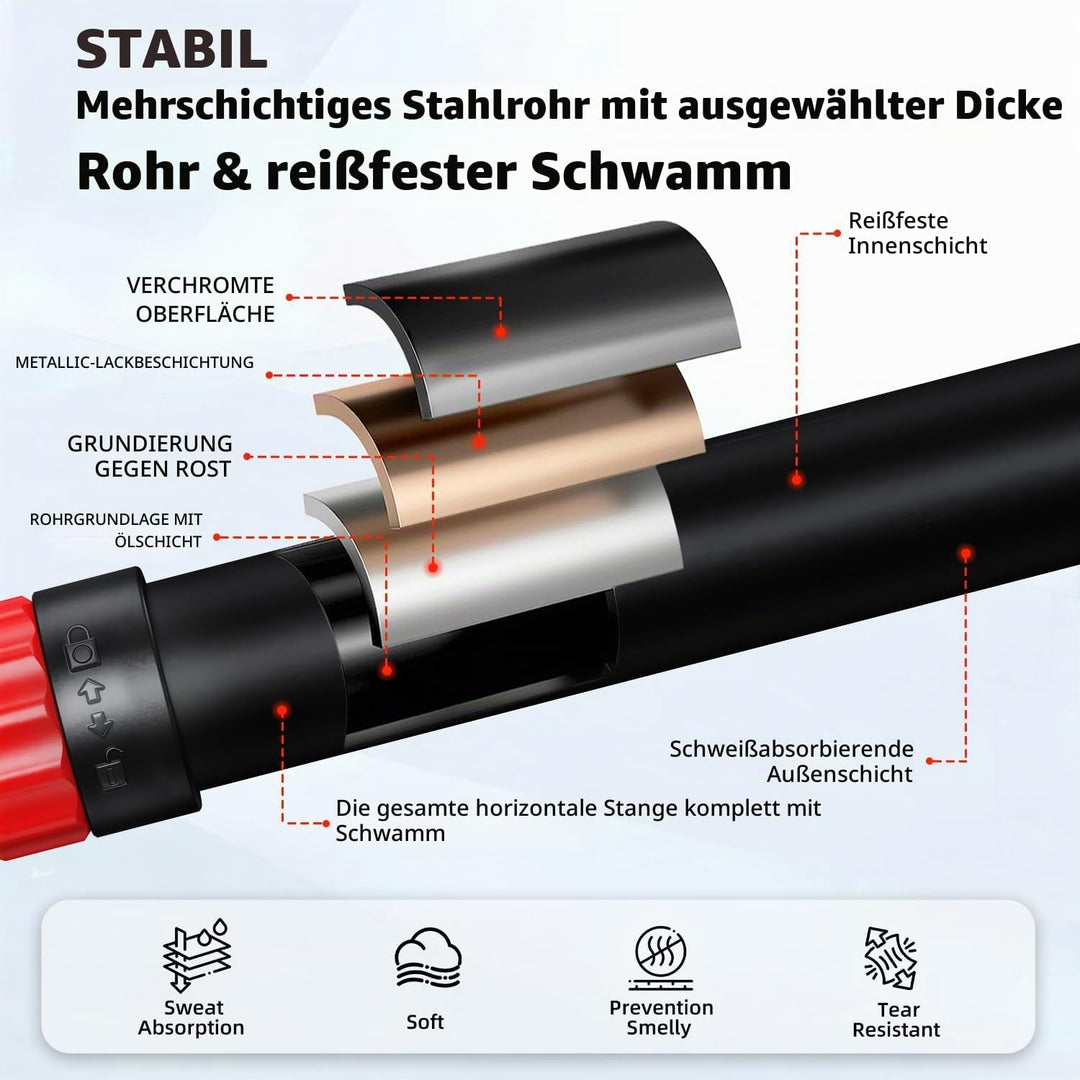 Klimmzugstange für Türrahmen ohne Schrauben mit innovativer Gewindesperre für sicheren Halt – Pull U