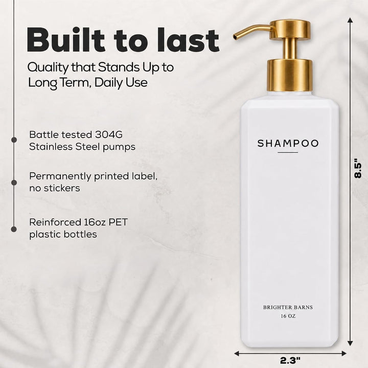 Brighter Barns Luxuriöses Shampoo- und Conditioner-Spender-Set – 473 ml Duschflaschen nachfüllbar mi