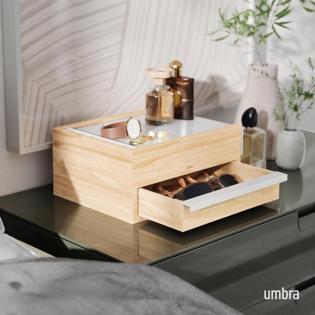Umbra Stowit Design Schmuckkasten – moderne Schmuck Box mit Geheimfächern für Ringe, Armbänder, Uhre