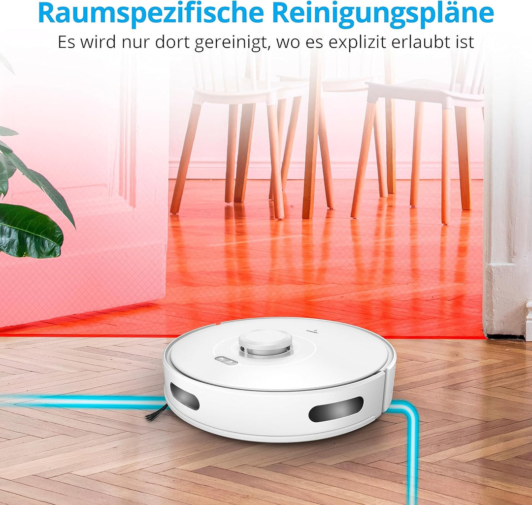 MEDION Saugroboter mit Lasernavigation und Wischfunktion X10 SW (Starke 2.700Pa Saugkraft, 2in1 Robo