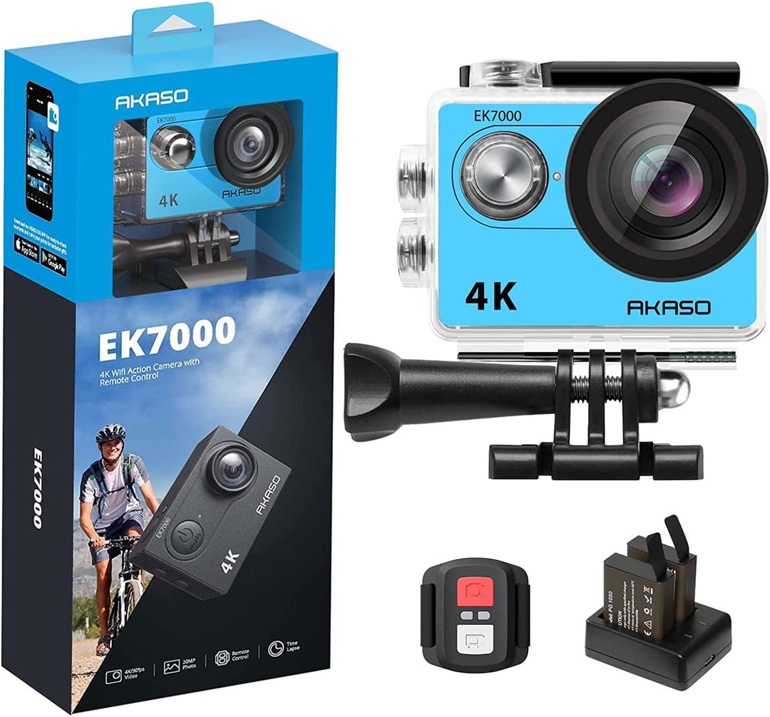 AKASO Action Cam EK7000 4K30FPS Action Kamera 170° Weitwinkel HD Unterwasserkamera 20MP WiFi wasserd