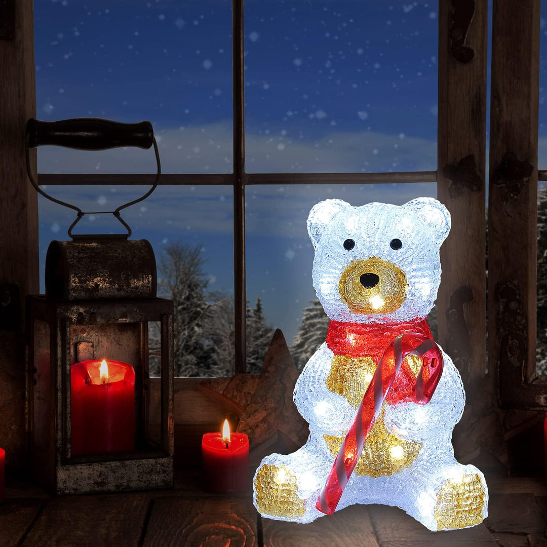 DEUBA® Weihnachtsdeko LED Acryl Figur Teddy Aussen Innen 25cm Gross Weihnachten Eisbär beleuchtet De