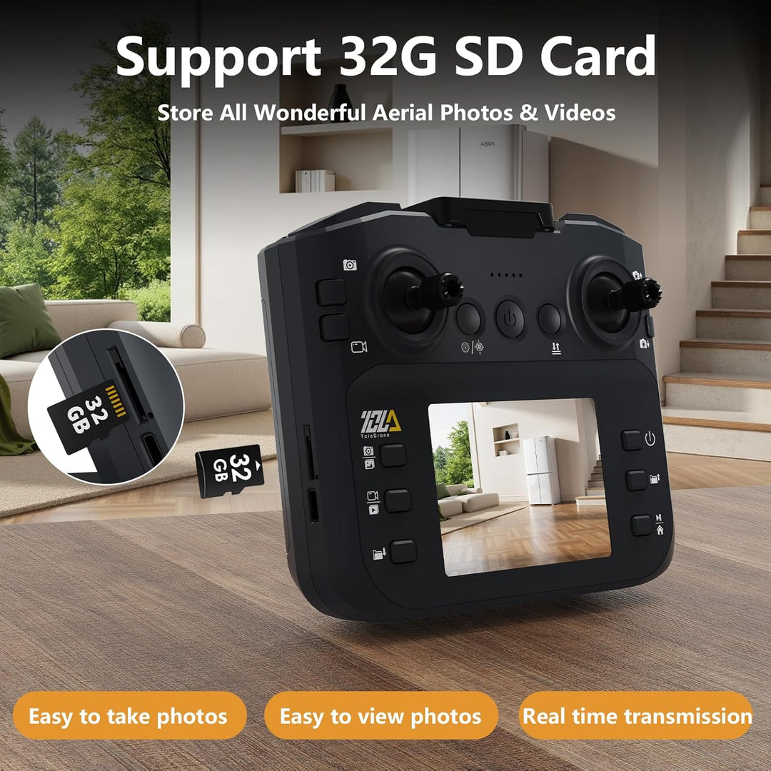 TD12LCD Faltbare Drohne mit Kamera 4K, Drohnen mit Headless-Modus, LCD-Bildschirmübertragung, 90° El