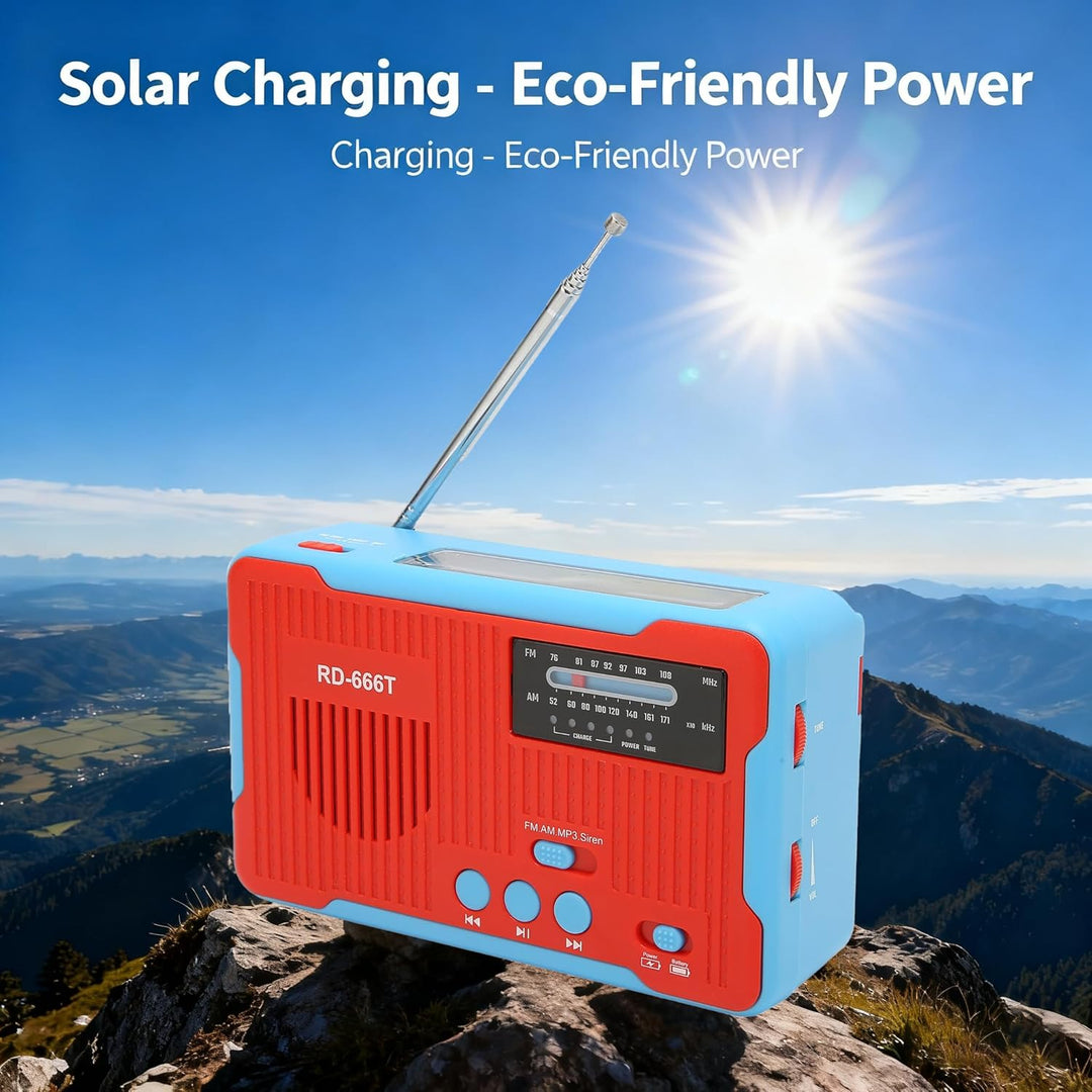 Notfallradio Solarbetriebenes Handkurbel-AM/FM-Multifunktions-Tragbares Radio mit LED-Taschenlampe f