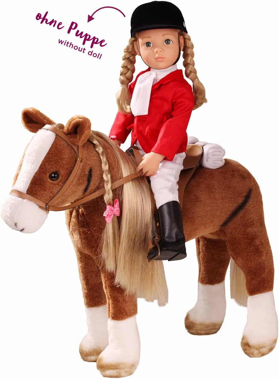 Götz 3402375 Brown Beauty Kämmpferd - braunes Plüschpferd mit einem Stockmass von ca. 37 cm und eine