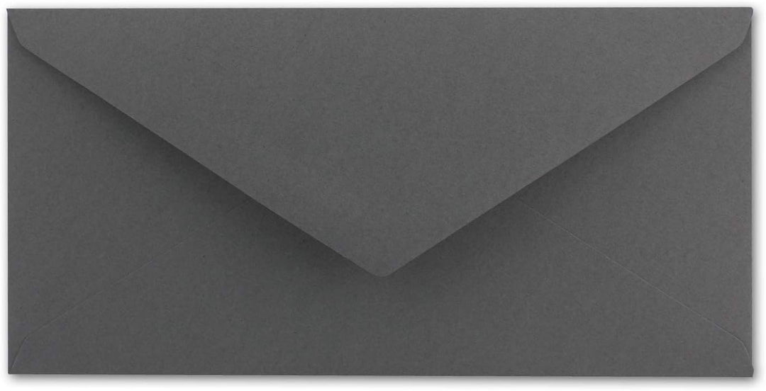 100 Brief-Umschläge DIN Lang - Anthrazit-Grau mit Gold-Metallic Innen-Futter - 110 x 220 mm - Nasskl