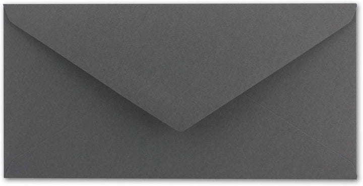 100 Brief-Umschläge DIN Lang - Anthrazit-Grau mit Gold-Metallic Innen-Futter - 110 x 220 mm - Nasskl