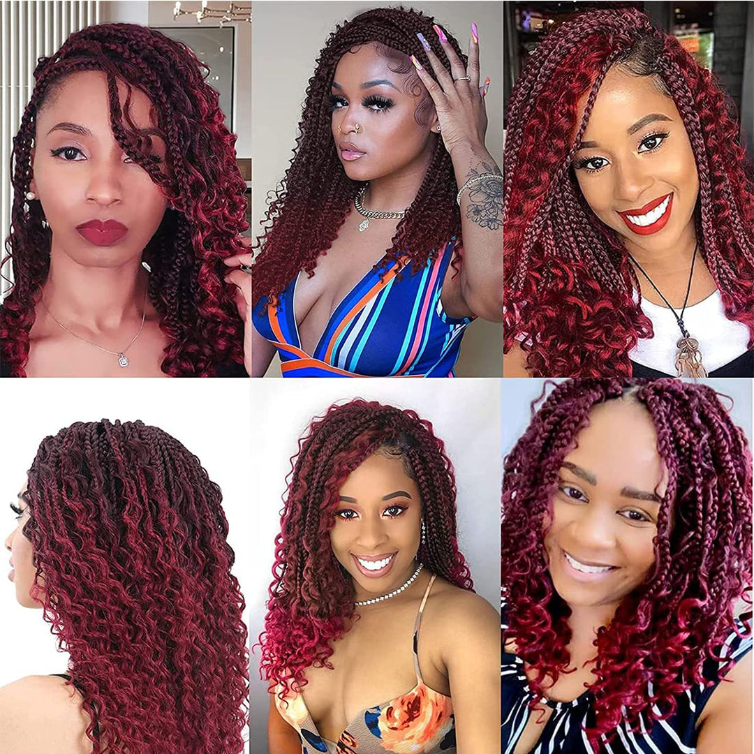 WoWCFyyds 8 Packs Crochet Braids Hair Curly 14Zoll Goddess Box Braids Crochet Hair Bohemian Hippie B