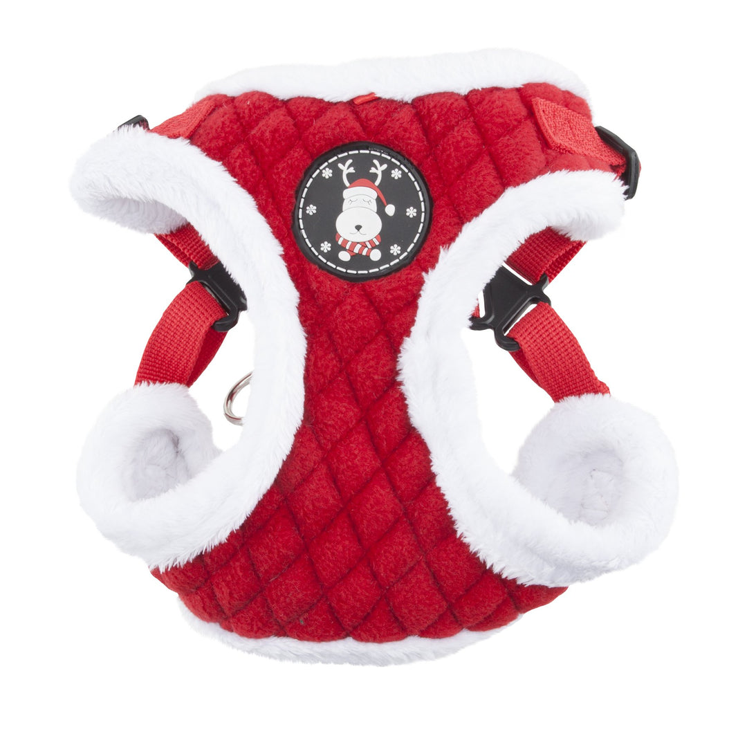 Puppia 4-Punkt-Weihnachtsgeschirr, Weiches Geschirr für kleine und mittelgrosse Hunde - Rot Rot M, R